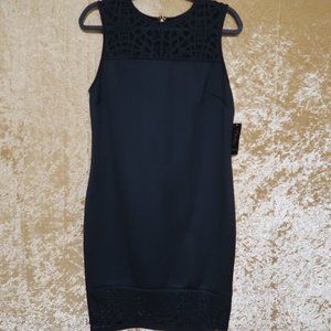 Thalia Sodi Black Mesh-Trim Illusion Sheath Dress - Large